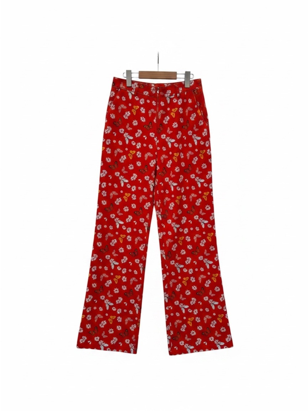 SHEIN Red Floral Button-Front Top